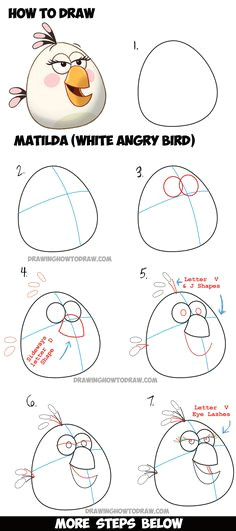 how to draw matilda the white angry bird from the angry birds movie easy drawingsdoodle
