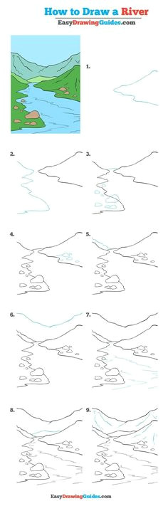 how to draw a river really easy drawing tutorial