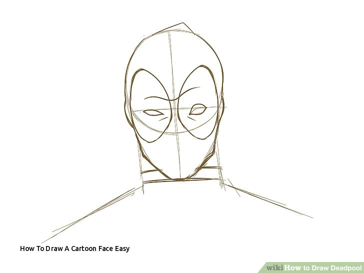 how to draw a cartoon face easy how to draw deadpool with wikihow