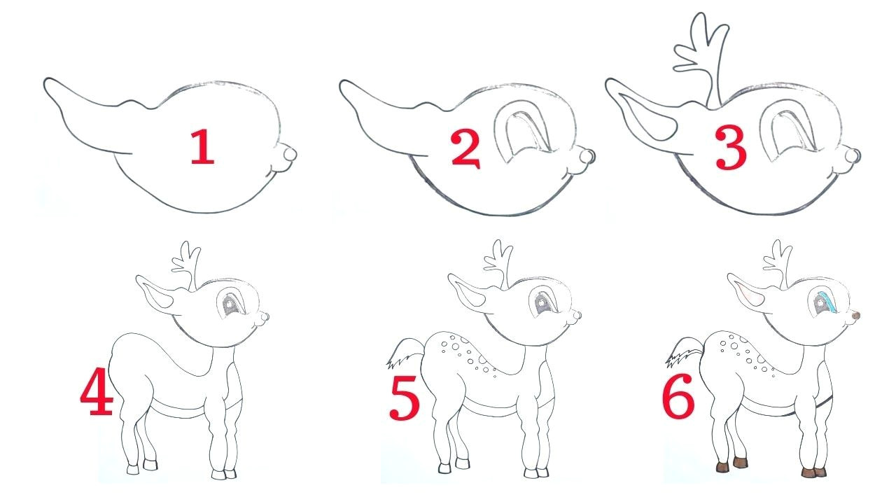 how to draw a baby deer step by step easy