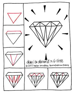 learn to draw a shiny diamond in six steps easy drawings doodle drawings diamond