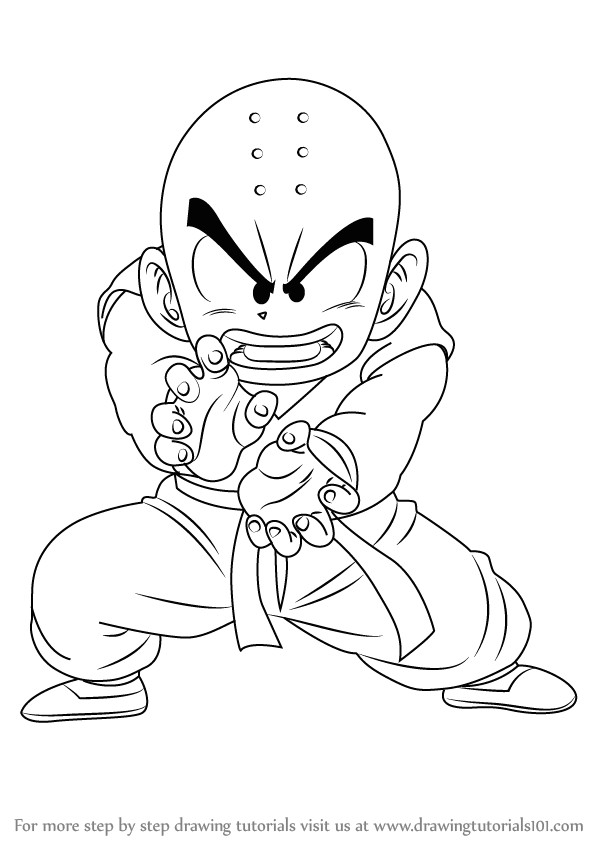 step by step drawing tutorial on how to draw krillin from dragon ball z