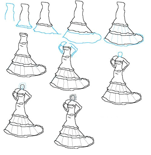 image detail for how to draw wedding dresses step by step 500x513 how to draw wedding drawings drawings fashion sketches drawing clothes