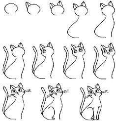cool easy drawings for kids step by step google search cat drawing step by