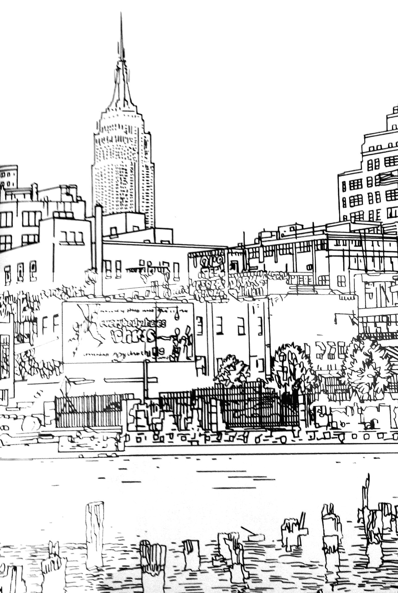 free coloring page coloring adult drawing new york nice drawing of new york features and simple lines but many details coloring