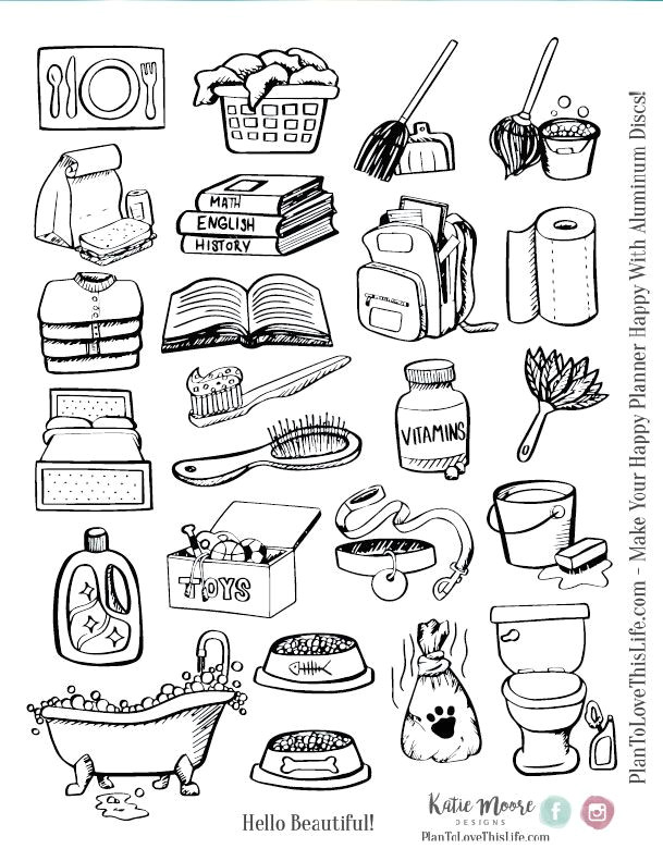 hand drawn chore icons printable plan to love this life note doodles simple doodles
