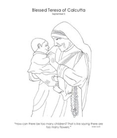 coloring page of mother teresa for catholic kids