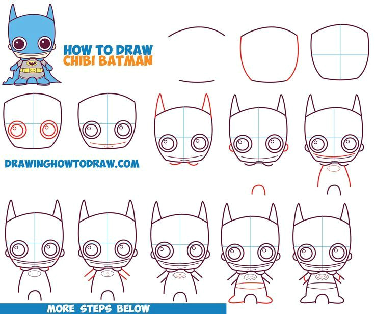 how to draw cute chibi batman from dc comics in easy step by step drawing
