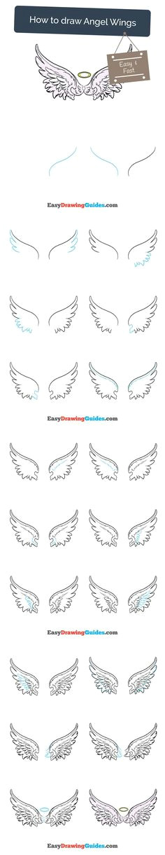how to draw angel wings in a few easy steps
