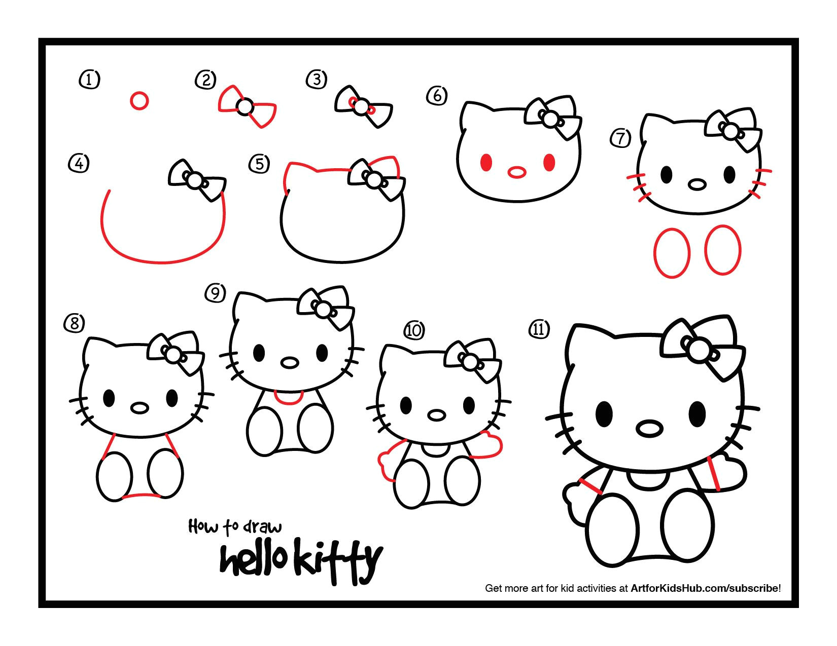 how to draw hello kitty