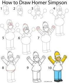 how to draw homer simpson step by step