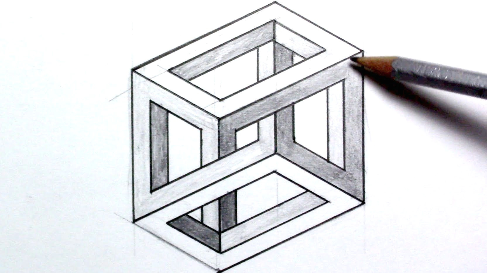 3d illusion drawing easy how to draw an optical illusion escher cube youtube