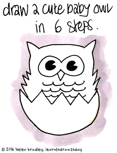 learn to draw a baby owl in 6 steps