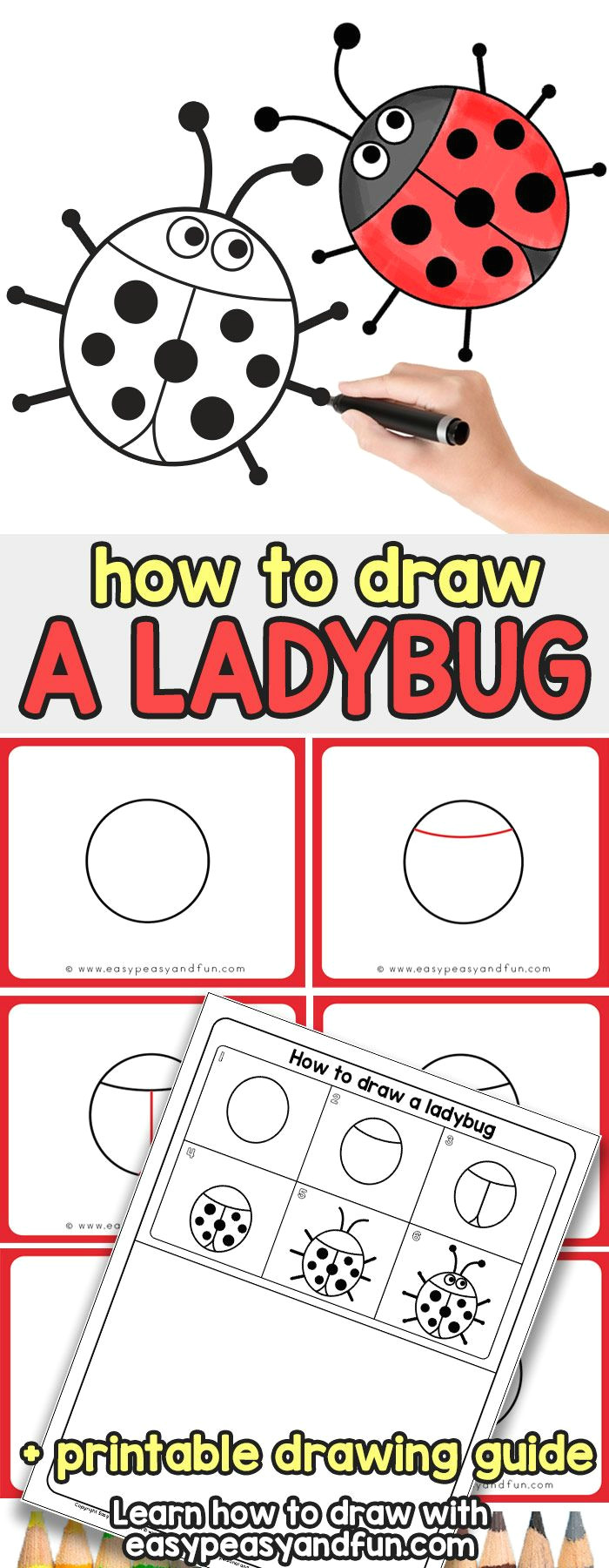 learn how to draw a ladybug simple step by step tutorial for kids