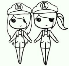 mario and luigi chibis do cute easy people drawings easy drawings bff drawings