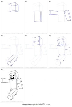 how to draw steve from minecraft printable step by step drawing sheet drawingtutorials101 com