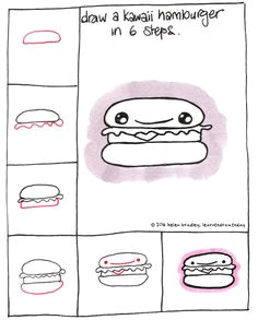 learn to draw a kawaii hamburger in a few simple steps