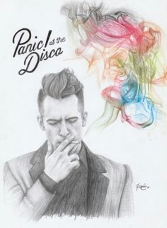 graphite colored pencil drawing of panic at the disco album cover art emo bands