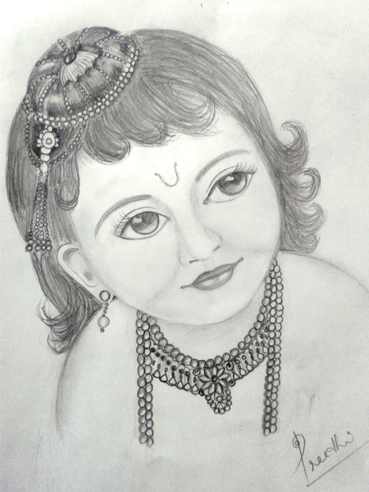easy pencil drawings of faces a pencil sketch of little krishna pinterest of easy pencil drawings