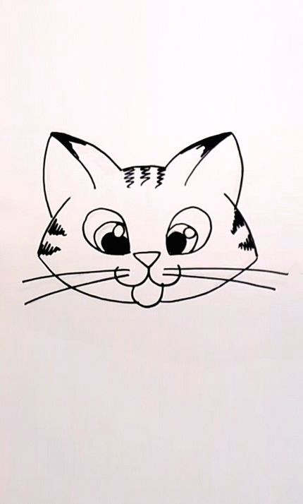 Easy Drawings Of Kittens Drawing A Cartoon Tabby Cat Face Art Lessons Pinterest