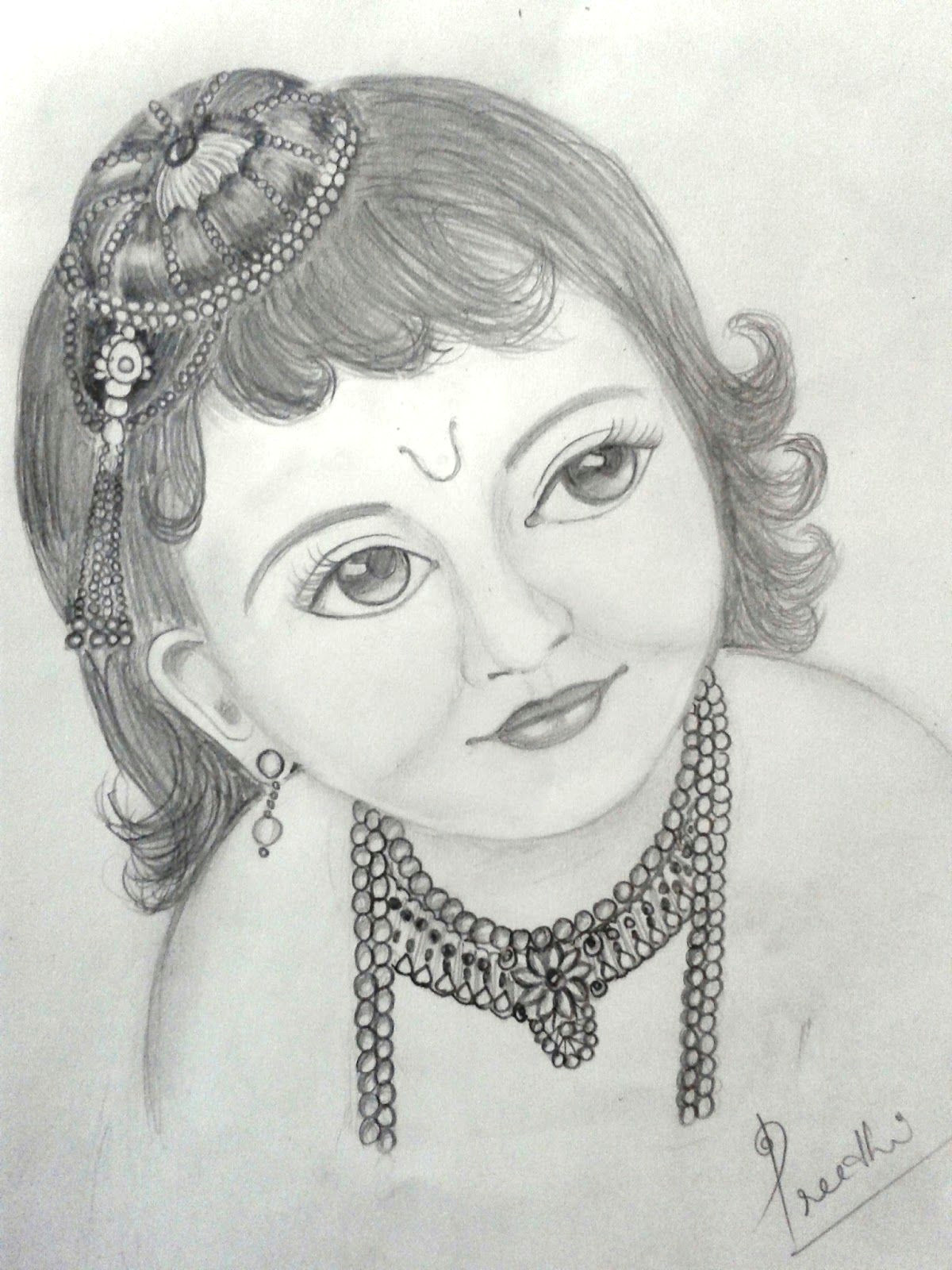 preethi venugopala a pencil sketch of little krishna