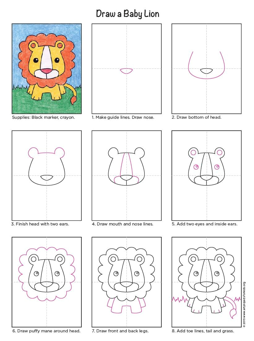 draw a baby lion art drawings for kids cartoon drawings cartoon drawing for kids