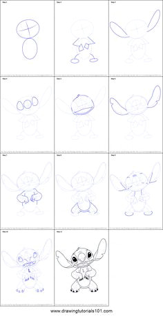 how to draw stitch from lilo and stitch printable step by step disney