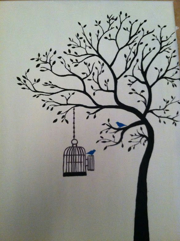 tree painting 3 trees drawing simple love birds drawing drawing trees painting