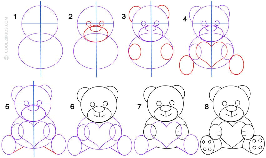 how to draw a teddy bear step by step pictures cool2bkids