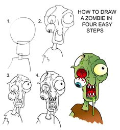 easy cartoon drawings zombie drawings scary drawings halloween drawings cute drawings monster drawing zombie art drawing lessons drawing ideas