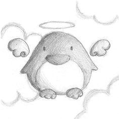 angel penguin doodle drawingskawaii drawingseasy