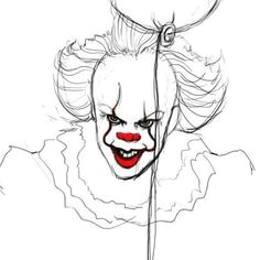 drawing sketch pennywise pennywisetheclown clown it stephenkingsit red weallfloatdownhere art horror