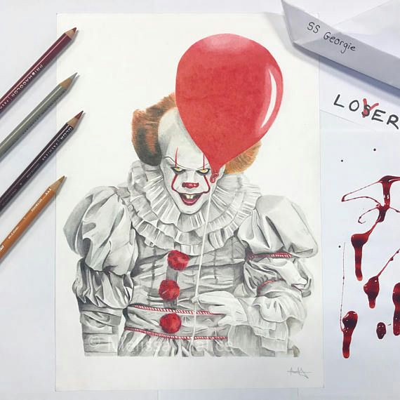 original pennywise the clown bill skarsgard drawing