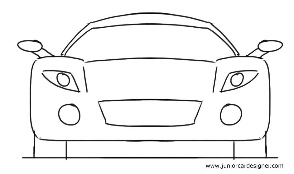 here is the fourth tutorial on how to draw a sports car for kids front view description from juniorcardesigner com i searched for this on bing com images