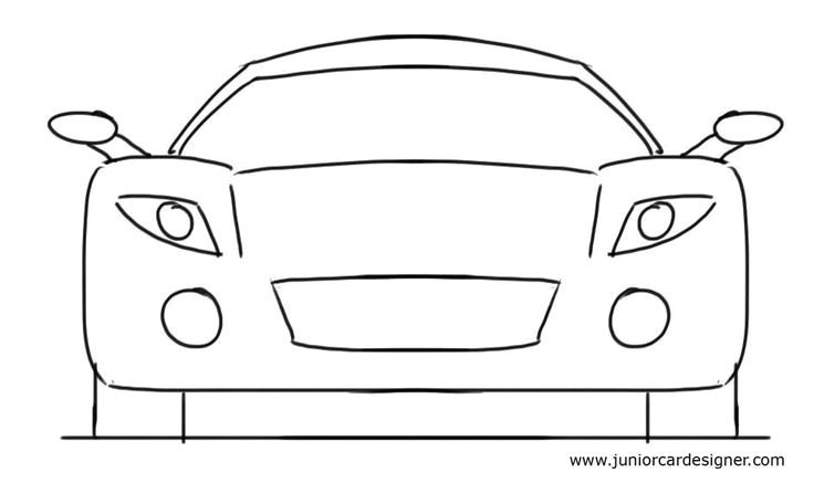 car drawing tutorial for kids sports car front view in 2019 cartoon drawing ideas drawings car drawings easy drawings