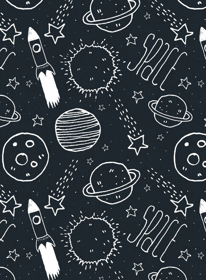 drawing space planet rocket