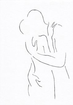 minimalist kiss drawing original line art illustration black and white art line drawing