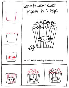 how to draw kawaii popcorn in 6 simple steps kawaii drawings easy drawings doodle