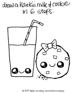 learn to draw a kawaii milk and cookies oh so cute