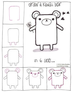 draw a kawaii teddy bear step by step cute love drawings easy flower drawings