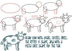 big guide to drawing cartoon cows with basic shapes for kids