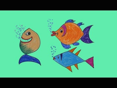 easy drawings for kids fish drawing and colour 3