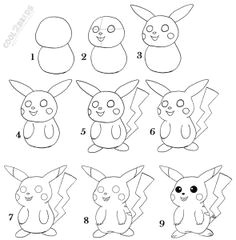 how to draw pikachu step by step drawing cartoon characters cartoon drawings chalk drawings