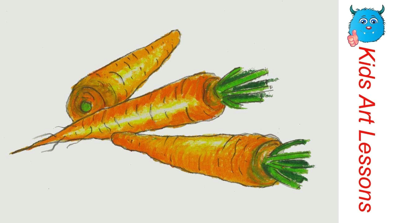 how to draw carrots easy step by step vegetables drawing in pastel