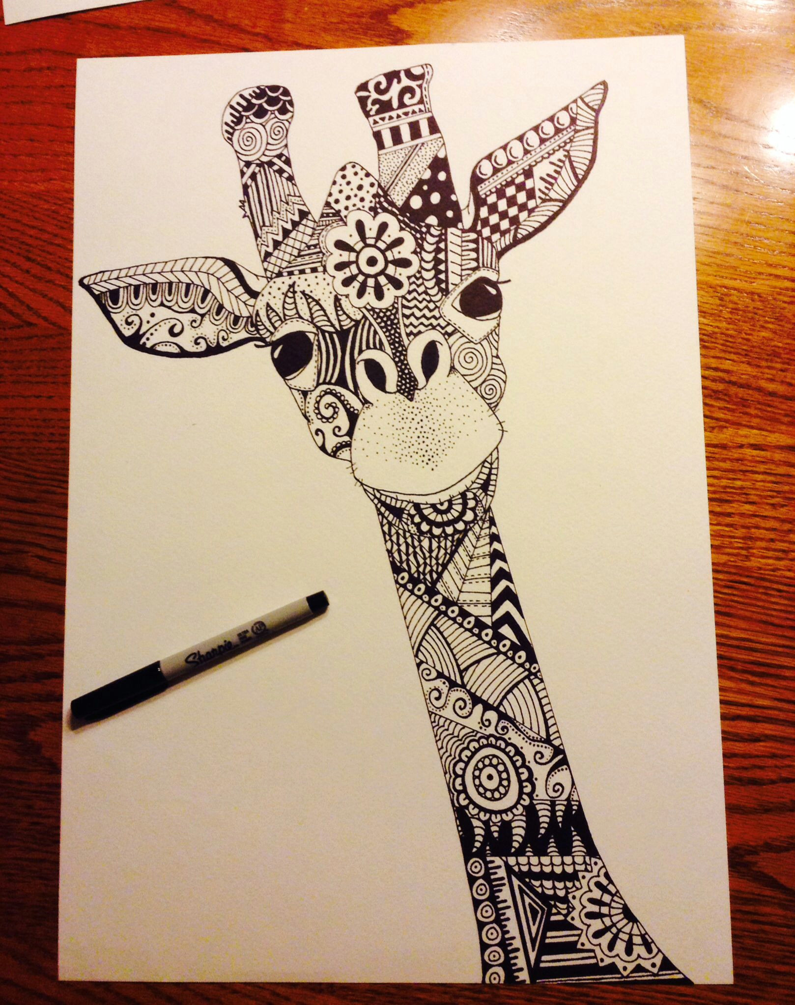 Easy Drawings with Sharpies Giraffe Zentangle Sharpie Art Artist Liz Leonard Art In 2019