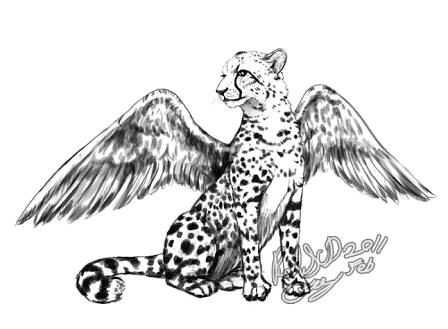image result for easy drawing of cheetah with wings
