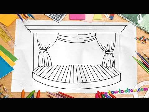 how to draw a stage easy step by step drawing lessons for kids youtube