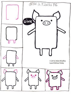 how to draw a kawaii pig in six steps easy drawings kawaii drawings doodle