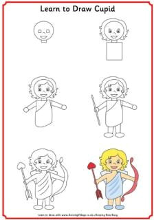use this fun printable step by step drawing tutorial to learn how to draw a cartoon cupid perfect for valentine s day