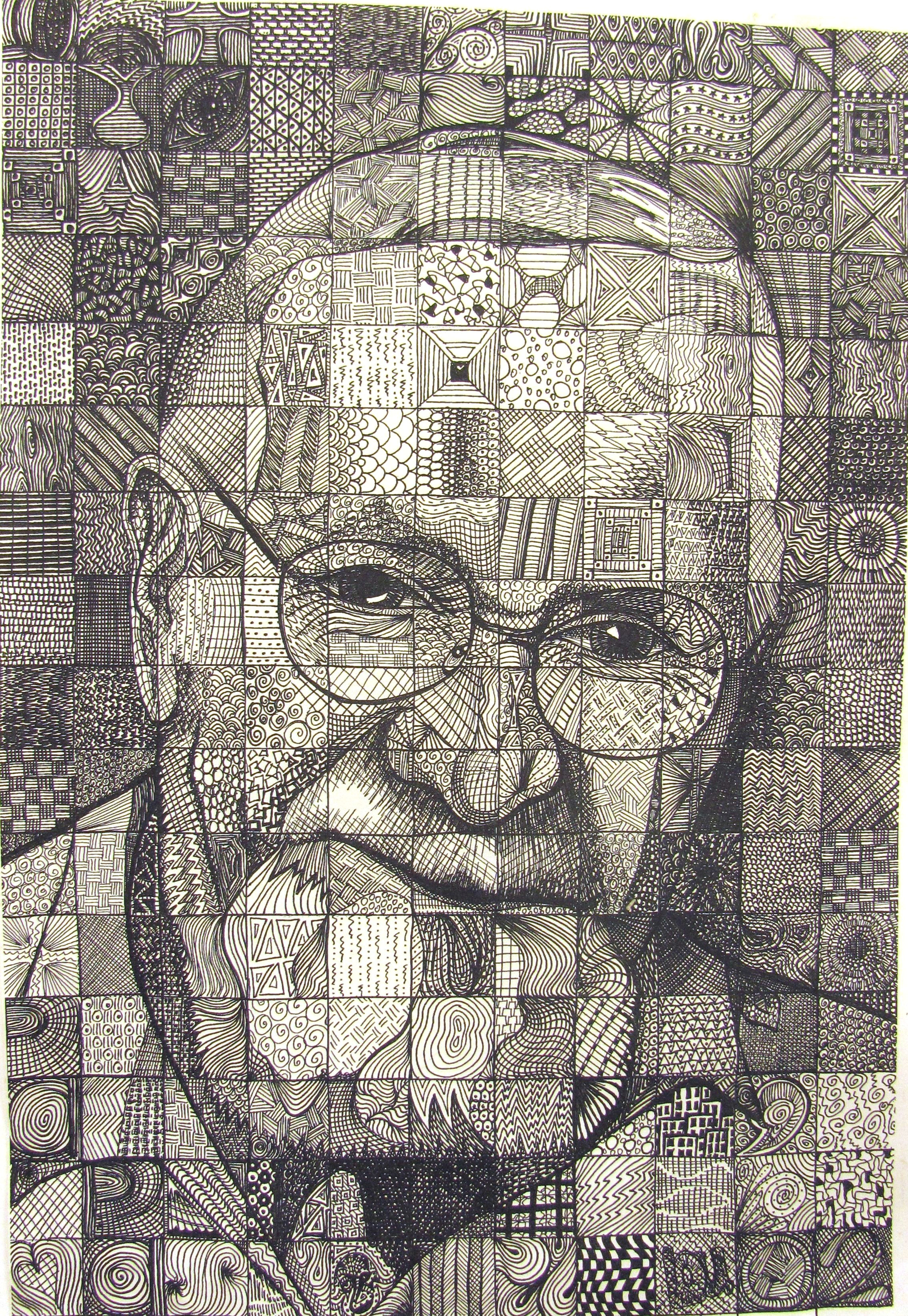 papa bylou traylor example of grid drawing using pattern for value
